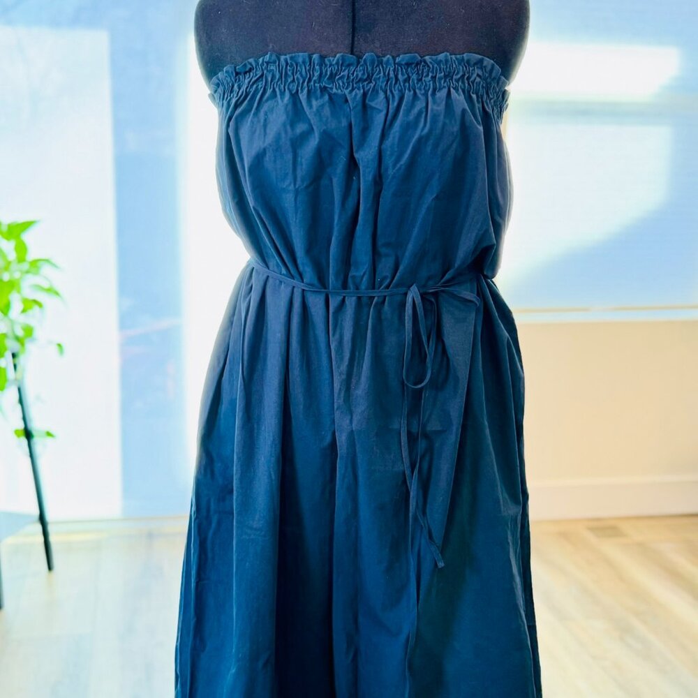 NWT Banana Republic Navy Cotton Midi Dress XL Strapless Pockets